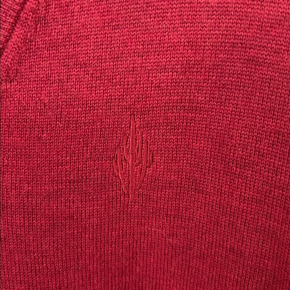 Peter Millar Sweater Men L 100% Merino Wool Red Golf V Neck Pull Over